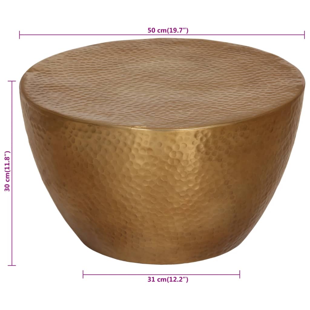 vidaXL Konferenční stolek kovaný hliník Ø 50 x 30 cm mosaz