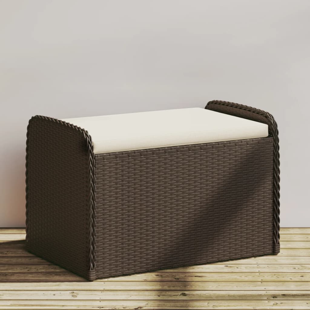 vidaXL Úložná lavice s poduškou hnědá 80 x 51 x 52 cm polyratan