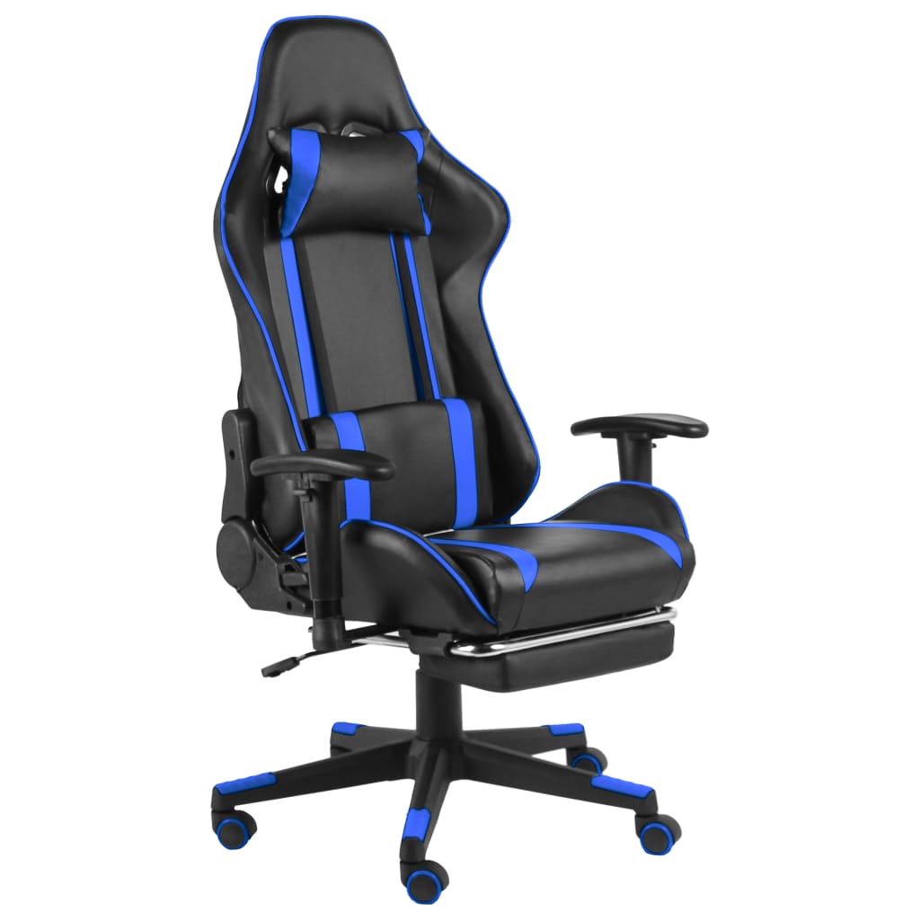 vidaXL Otočná herní židle s podnožkou modrá PVC