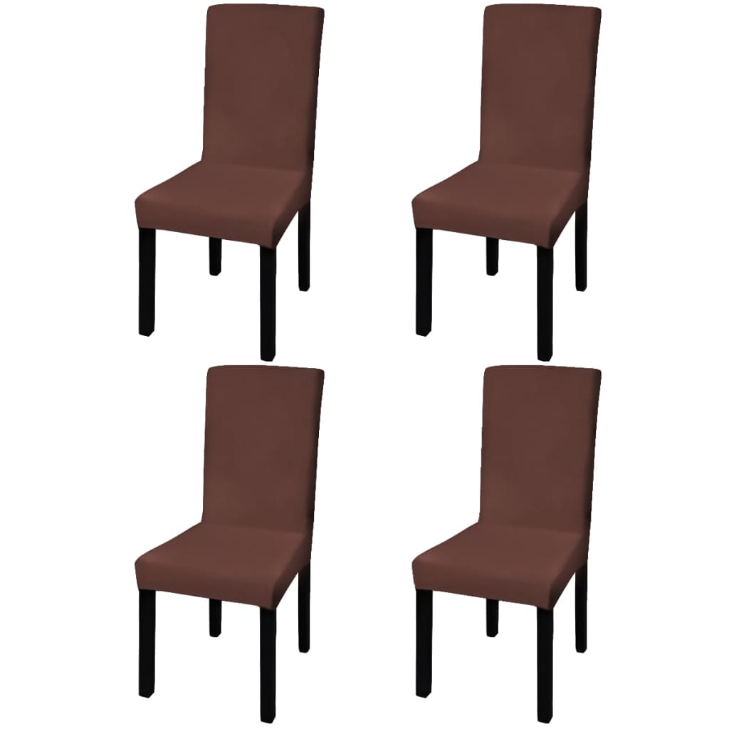 vidaXL Hladké strečové potahy na židle 4 ks hnědé