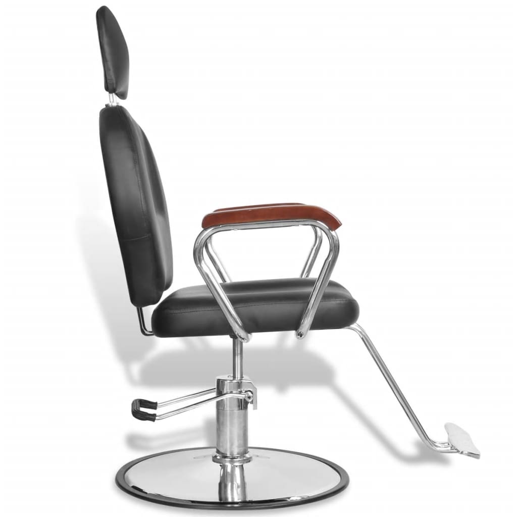 Profesionální holičská židle s opěrkou hlavy umělá kůže černá