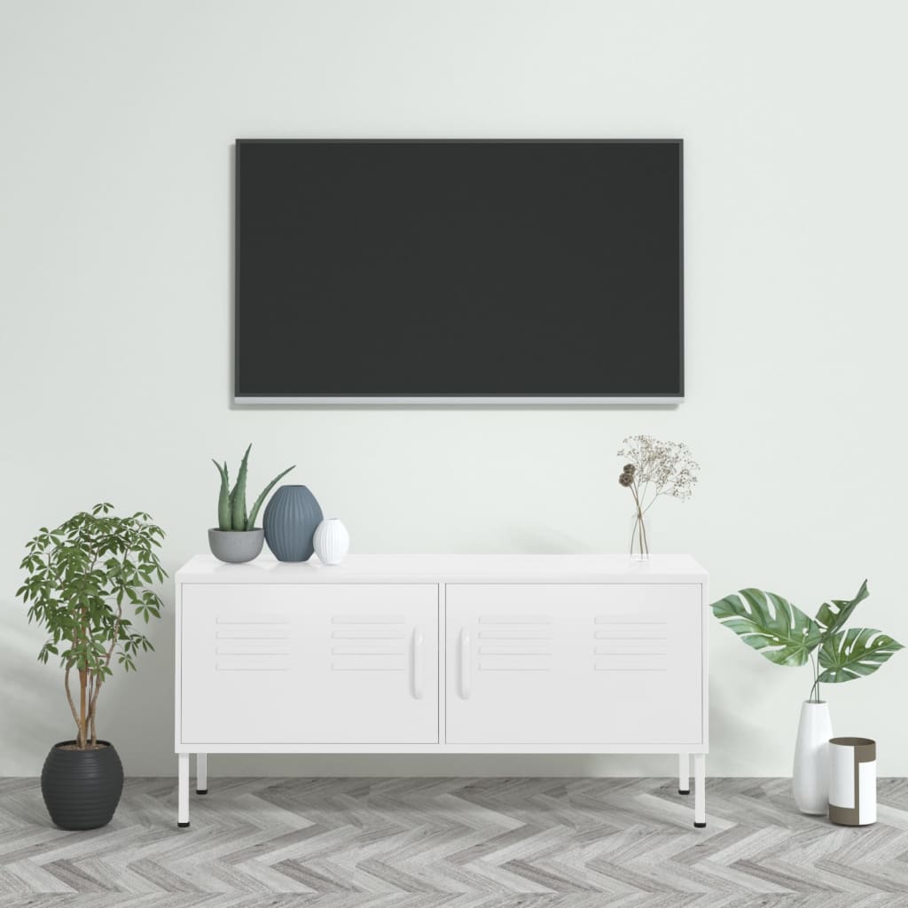 vidaXL TV skříňka bílá 105 x 35 x 50 cm ocel