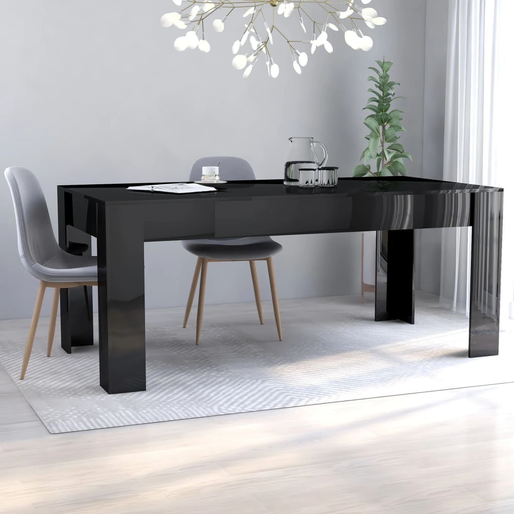 vidaXL Jídelní stůl černý s vysokým leskem 180 x 90 x 76 cm dřevotříska