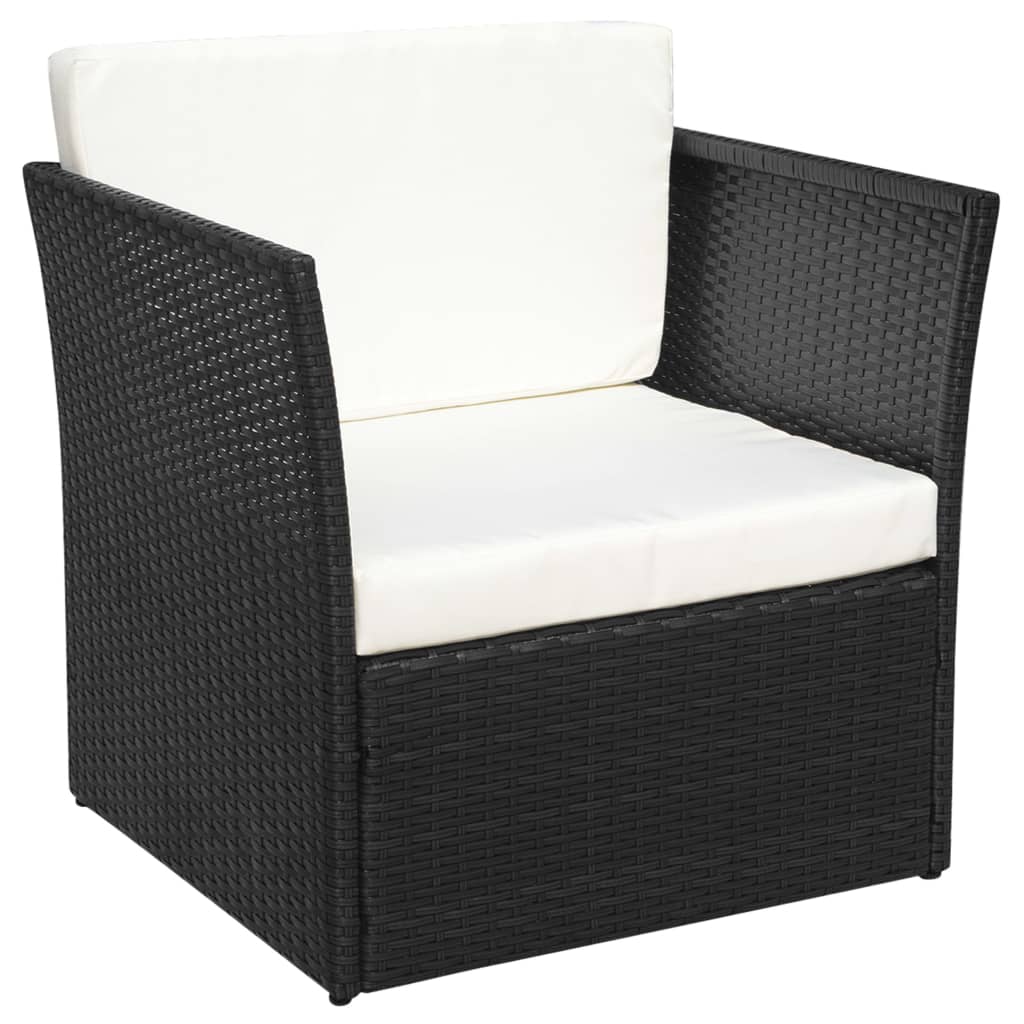 vidaXL Zahradní židle se stoličkou polyratan černá
