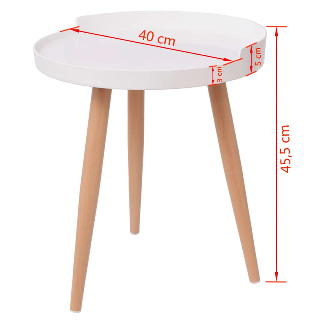 vidaXL Konferenční stolek s podnosem kulatý 40x45,5 cm bílý
