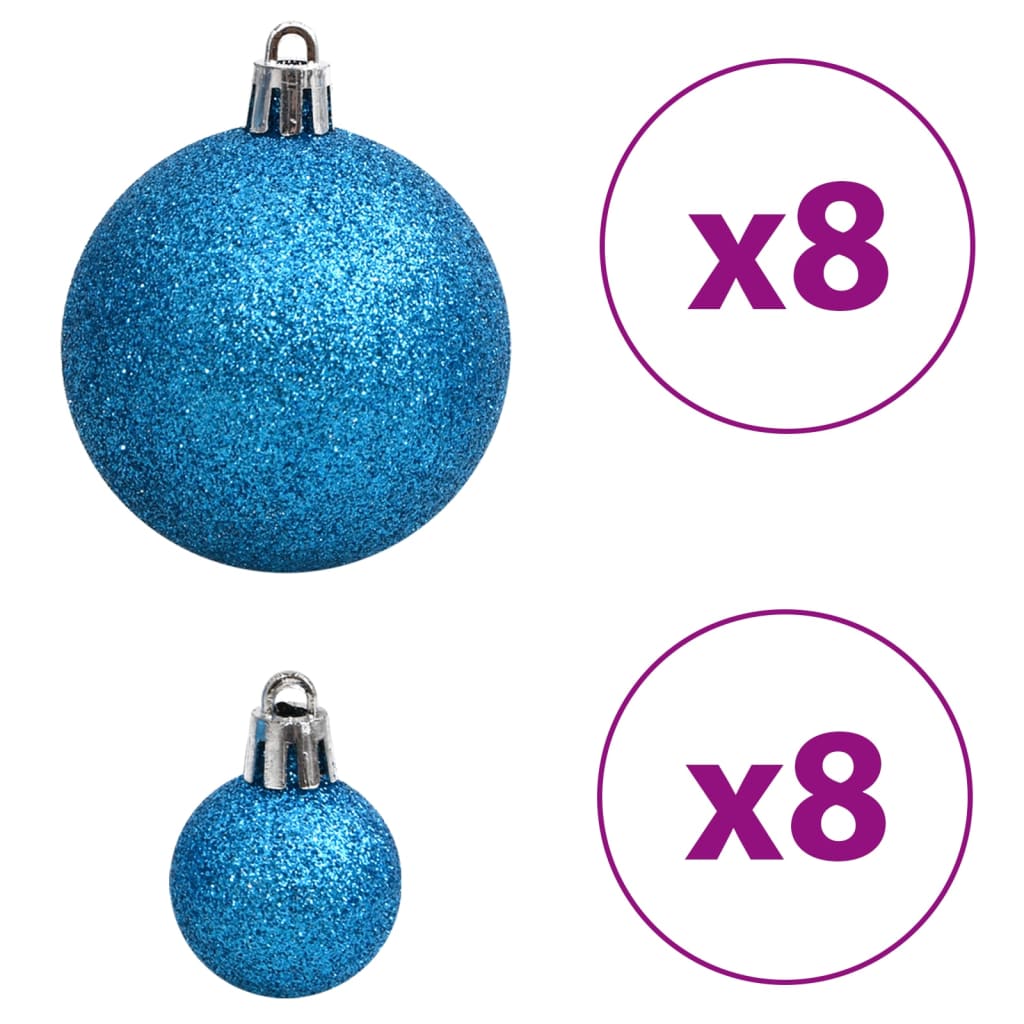 vidaXL Vánoční ozdoby 100 ks modré a stříbrné 3 / 4 / 6 cm