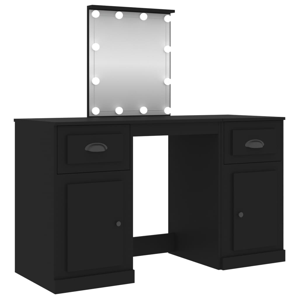 vidaXL Toaletní stolek s LED černý 130 x 50 x 132,5 cm