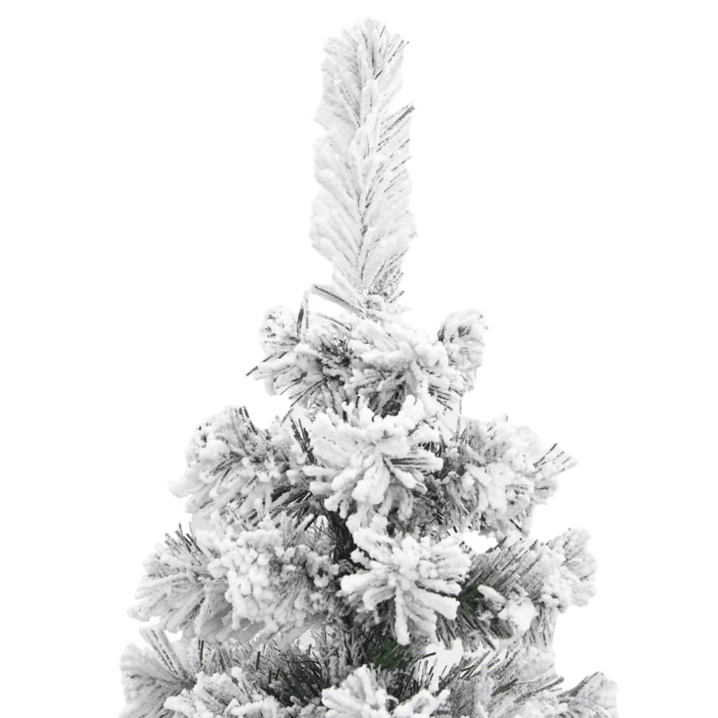 vidaXL Úzký umělý vánoční stromek zasněžený zelený 120 cm PVC