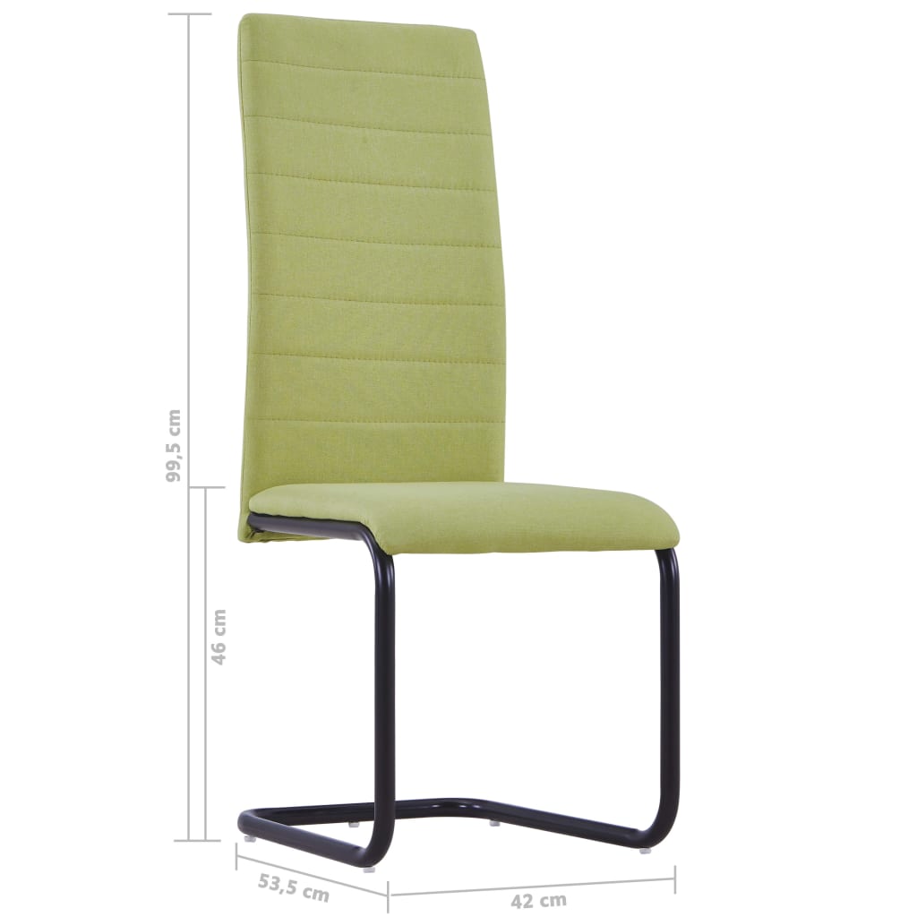 vidaXL Konzolové jídelní židle 4 ks zelené textil