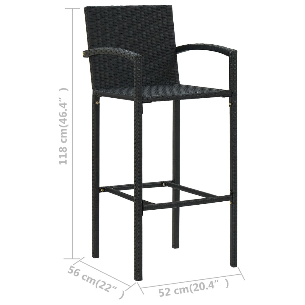 vidaXL Barové stoličky 4 ks černé polyratan