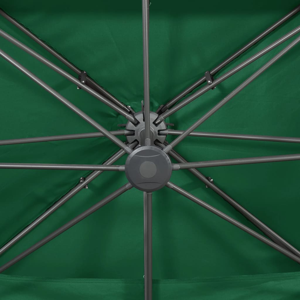 vidaXL Konzolový slunečník s dvojitou stříškou zelený 400x300 cm