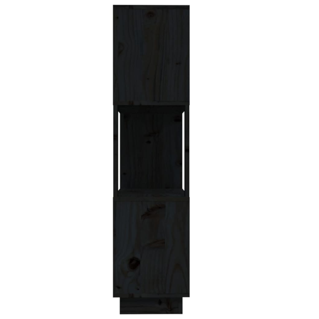 vidaXL Knihovna / dělicí stěna černá 80 x 25 x 101 cm masivní borovice