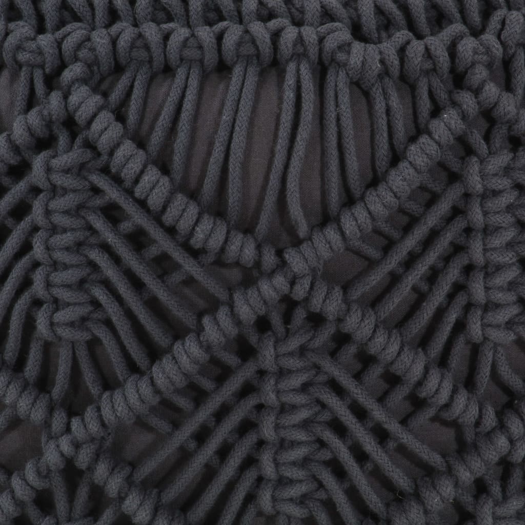 vidaXL Ručně vyrobený sedací puf macramé antracitový 45 x 30 cm bavlna
