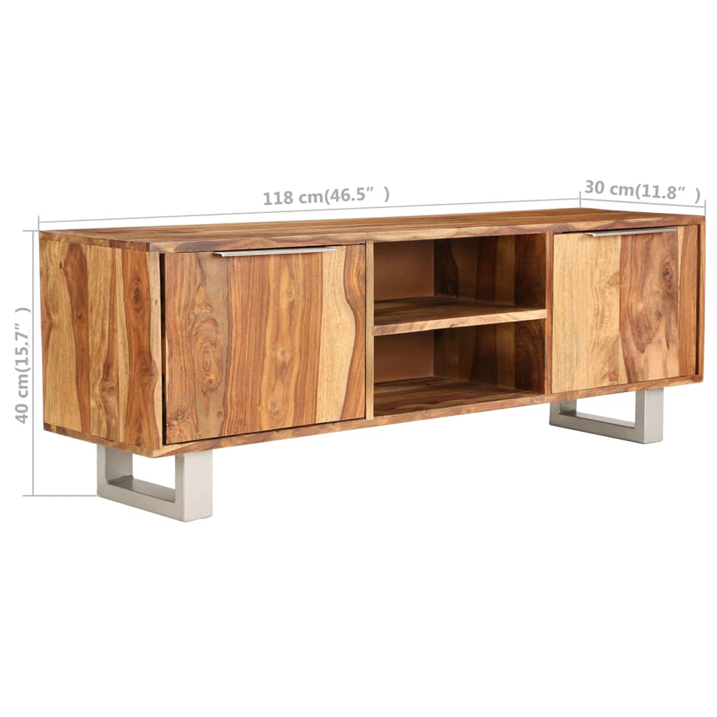 vidaXL TV stolek z masivního sheeshamového dřeva 118x30x40 cm medový