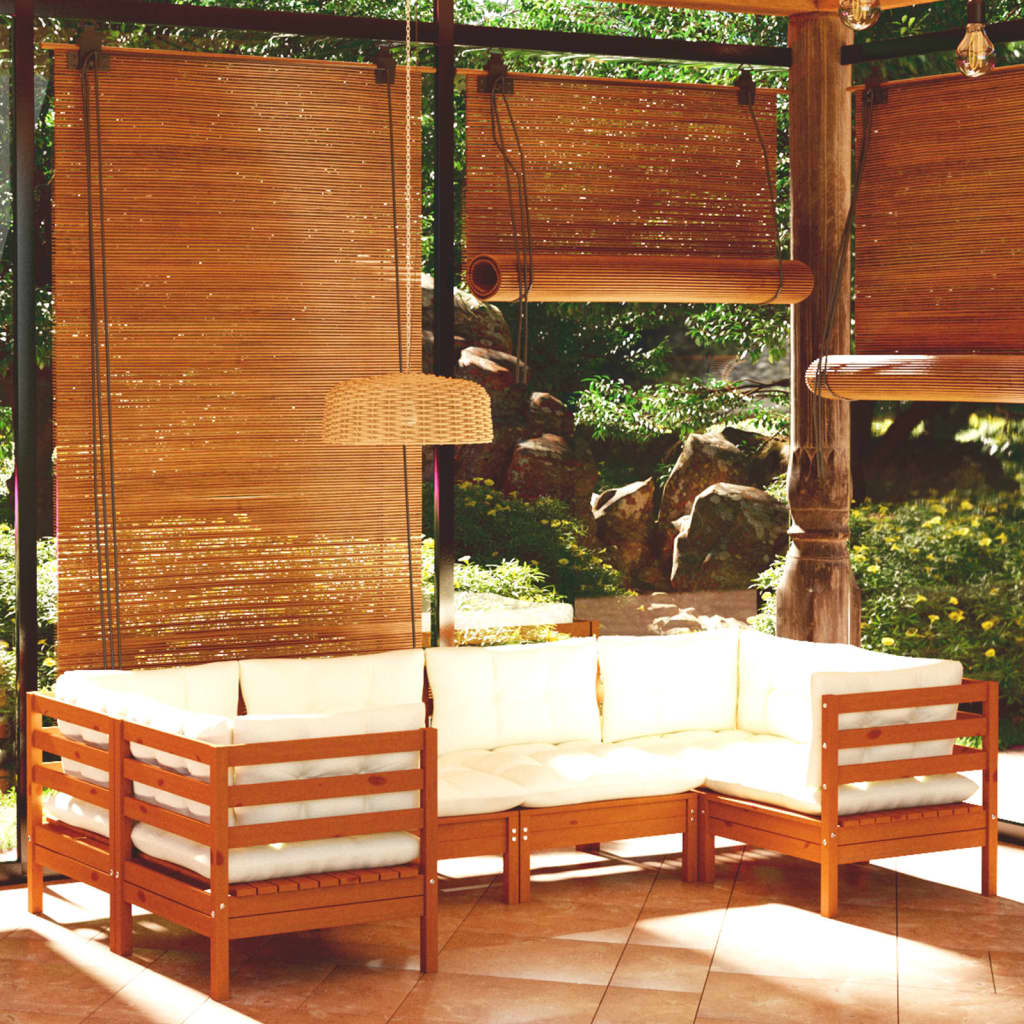 vidaXL 6dílná zahradní sedací souprava podušky medově hnědá borovice