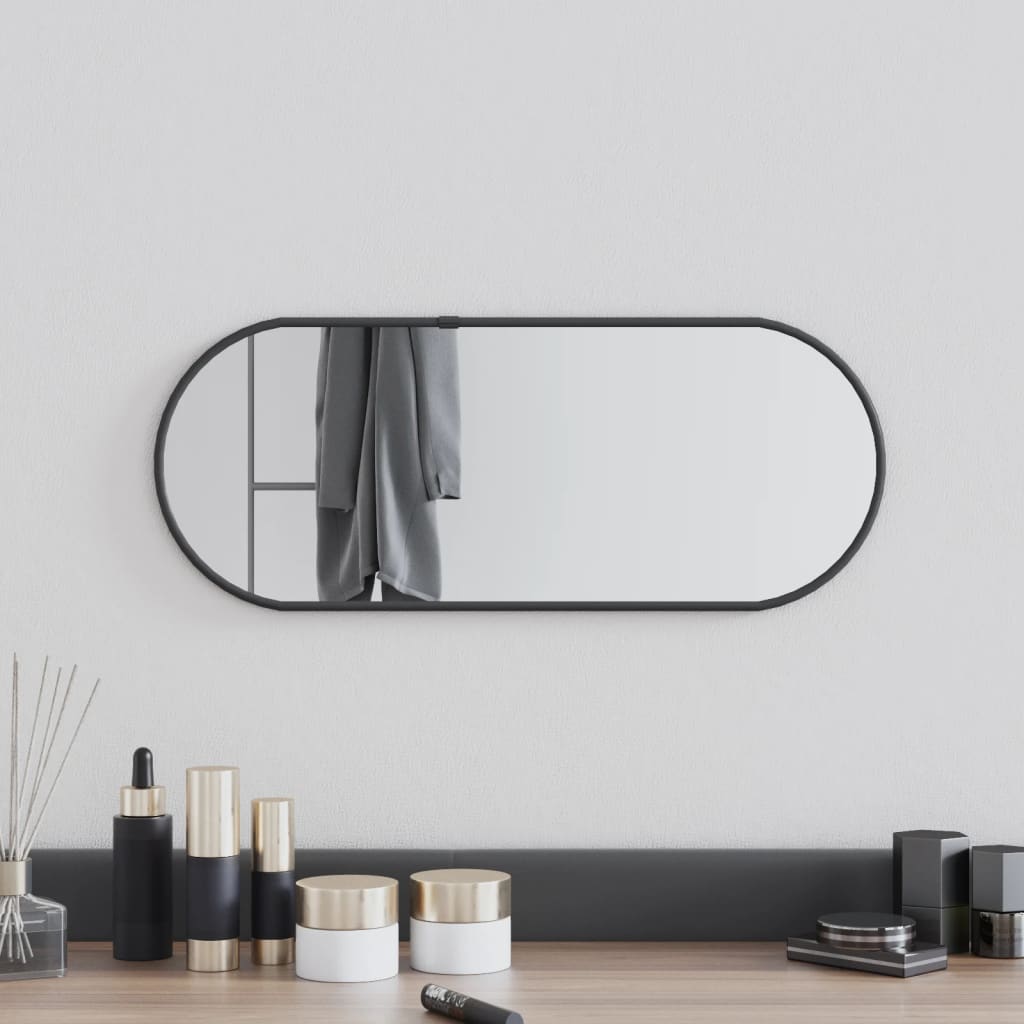 vidaXL Nástěnné zrcadlo černé 50x20 cm oválné