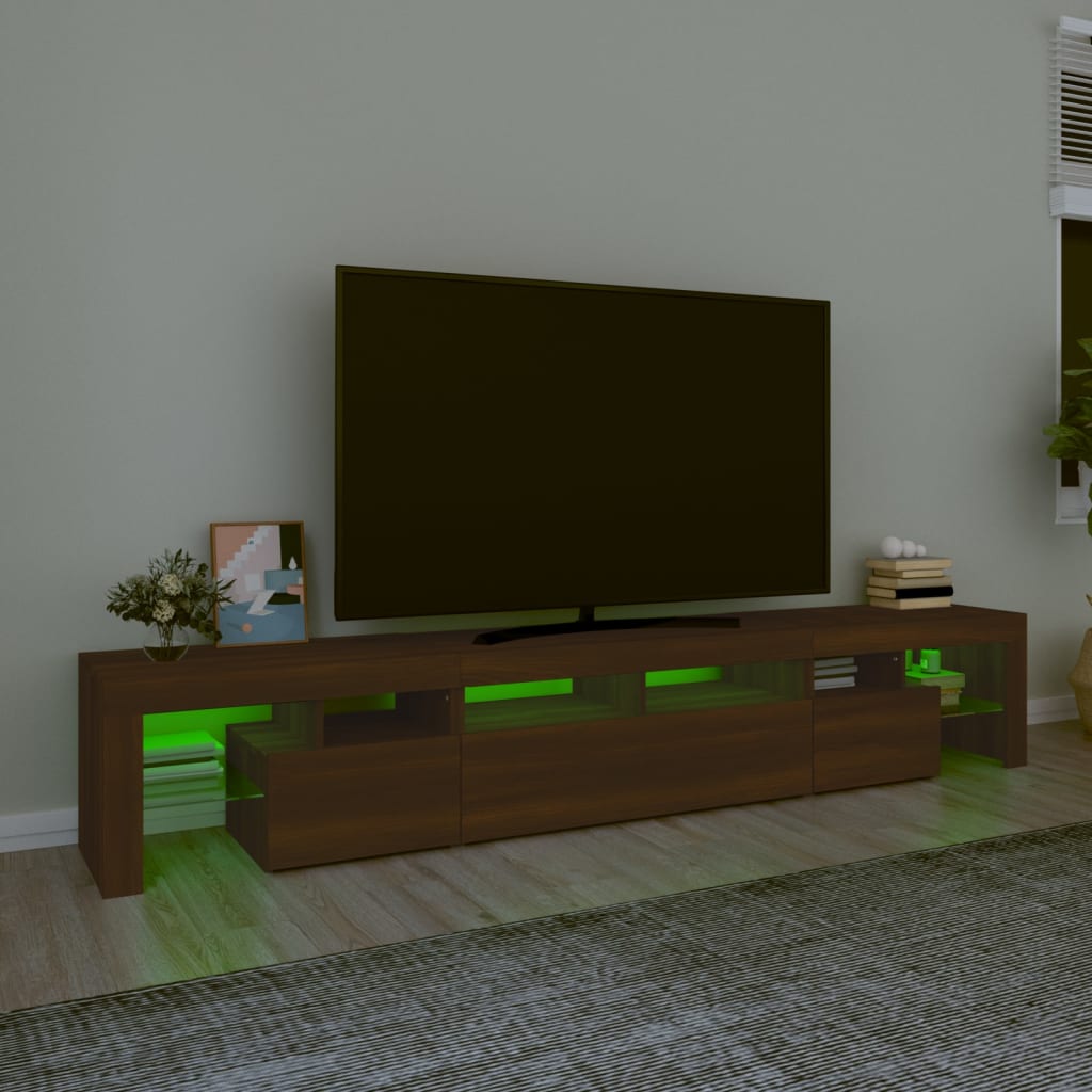 vidaXL TV skříňka s LED osvětlením hnědý dub 230x36,5x40 cm
