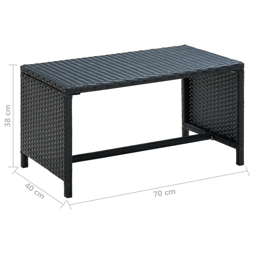 vidaXL Konferenční stolek černý 70 x 40 x 38 cm polyratan