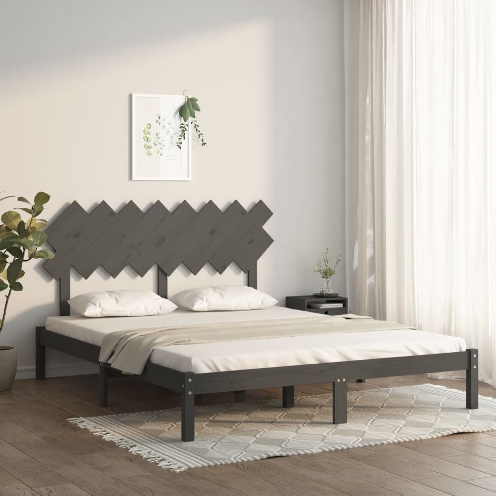 vidaXL Rám postele šedý 160 x 200 cm masivní dřevo