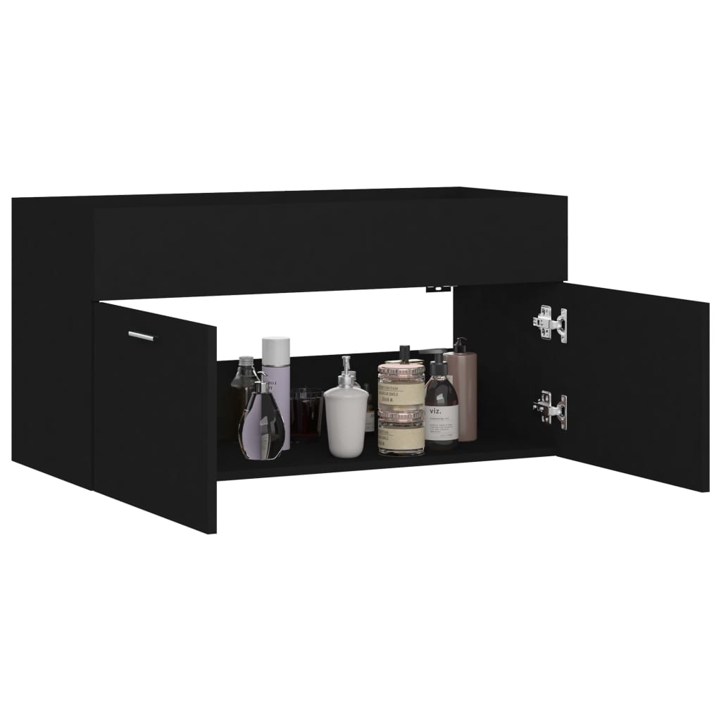 vidaXL Skříňka pod umyvadlo černá 90 x 38,5 x 46 cm dřevotříska