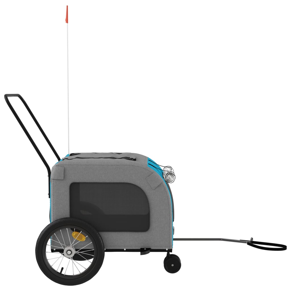 vidaXL Vozík za kolo pro psa modrý a šedý oxfordská tkanina a železo
