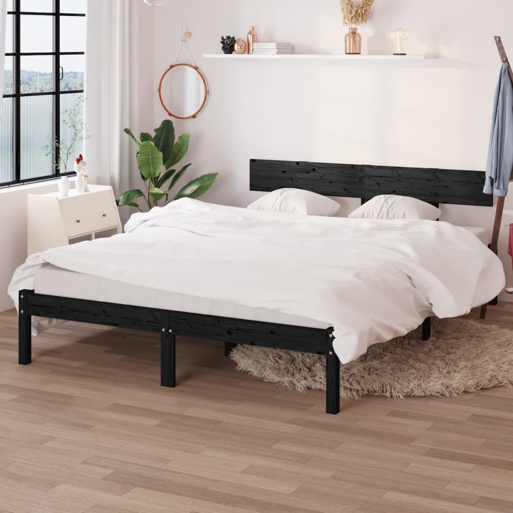 vidaXL Rám postele černý masivní borovice 140 x 190 cm