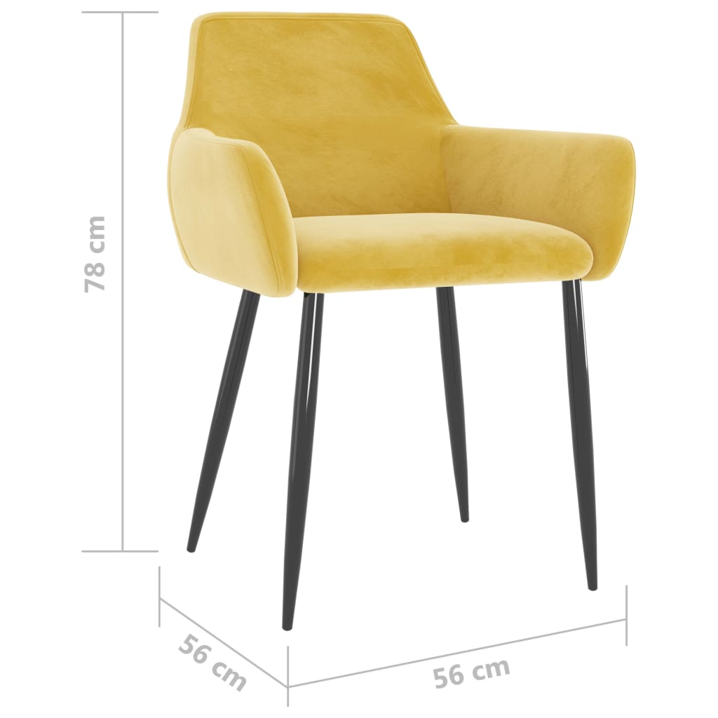 vidaXL Jídelní židle 6 ks hořčicově žluté samet