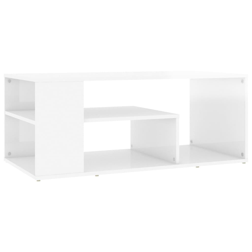 vidaXL Konferenční stolek bílý vysoký lesk 100x50x40 cm dřevotříska