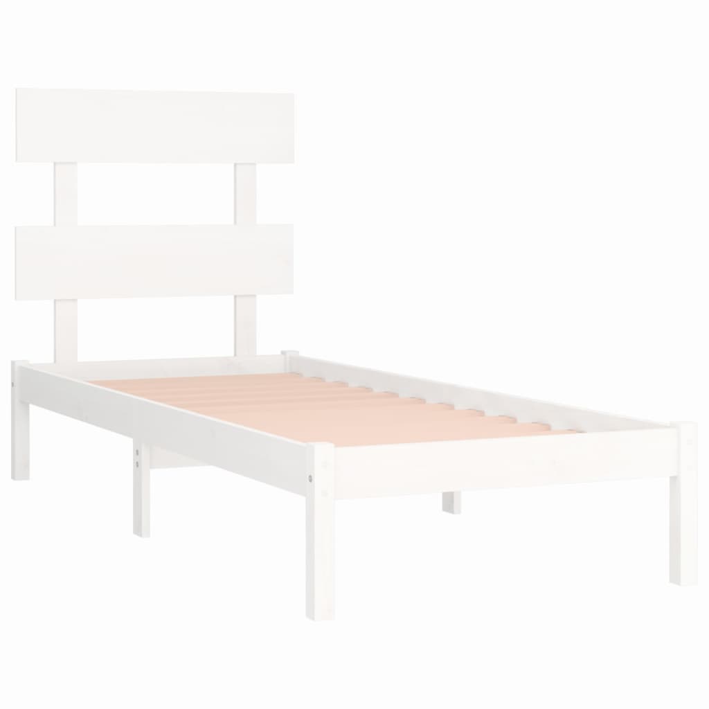 vidaXL Rám postele bílý masivní dřevo 100 x 200 cm