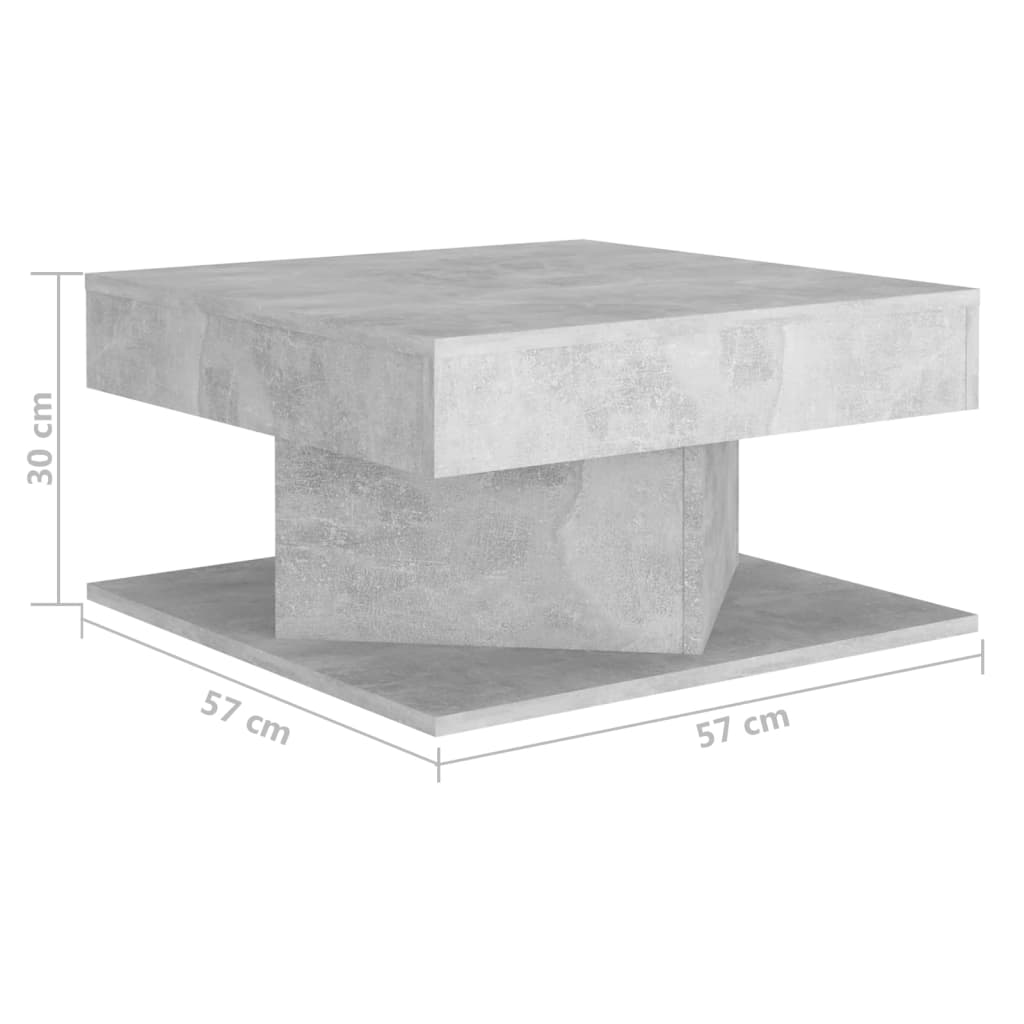 vidaXL Konferenční stolek betonově šedý 57 x 57 x 30 cm dřevotříska