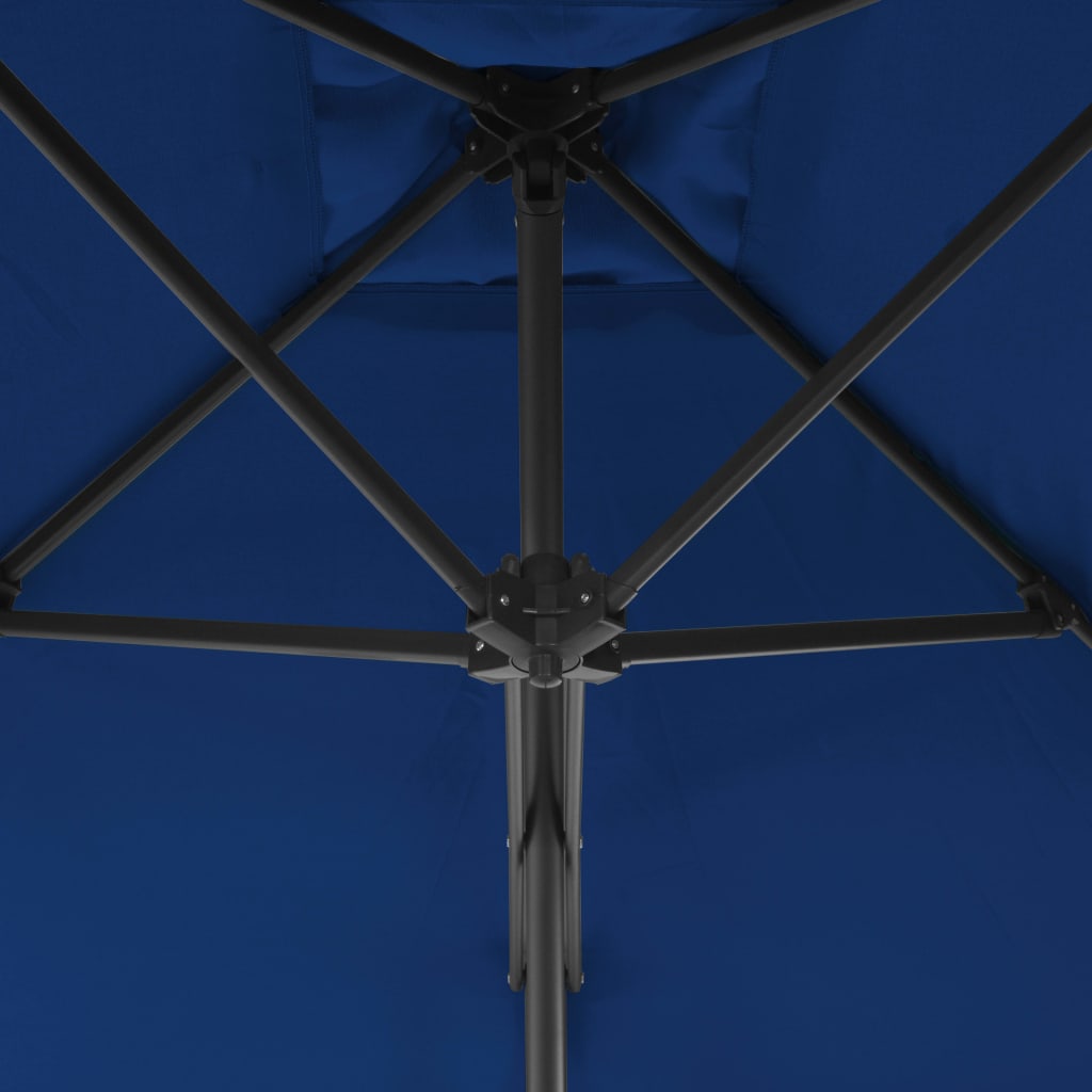 vidaXL Zahradní slunečník s ocelovou tyčí modrý 300 x 230 cm