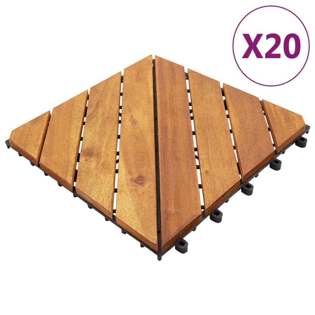 vidaXL Terasové dlaždice 20 ks hnědé 30 x 30 cm masivní akáciové dřevo