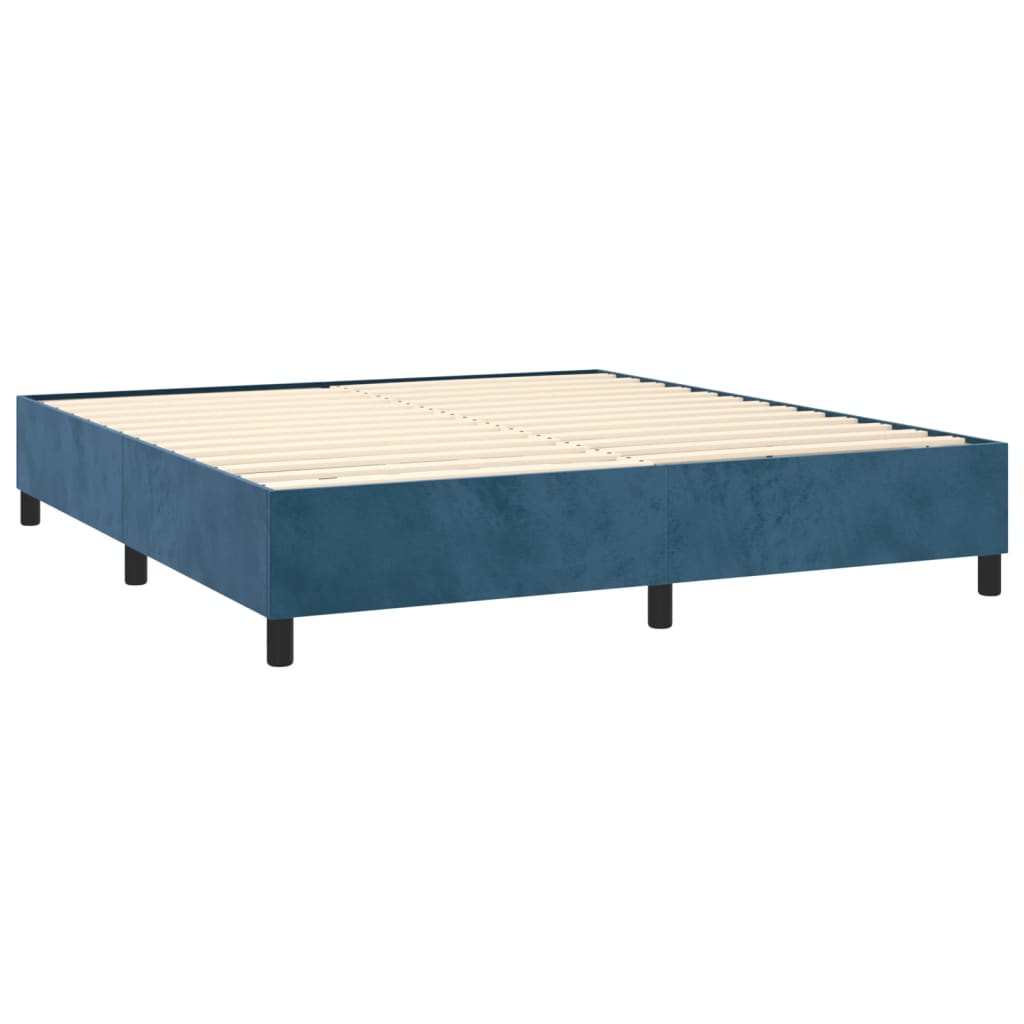 vidaXL Box spring postel s matrací tmavě modrá 180x200 cm samet