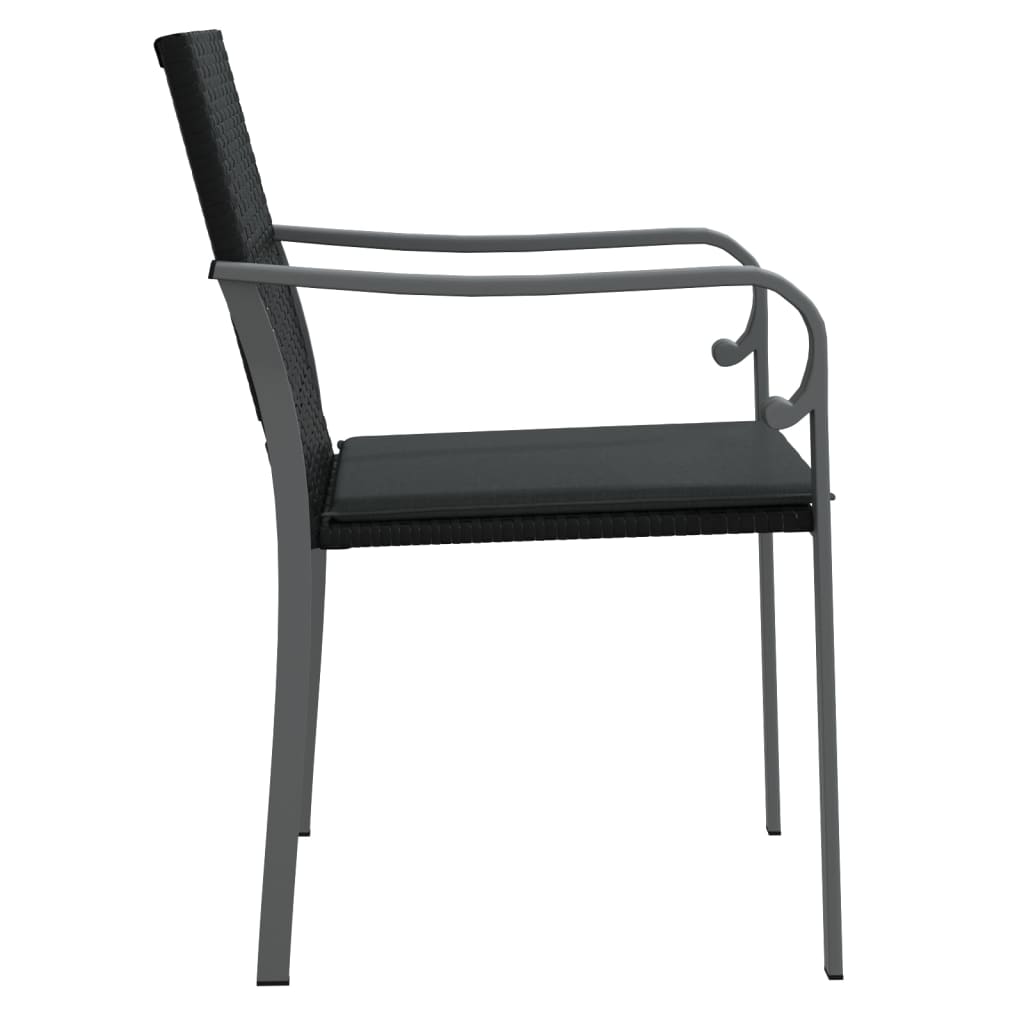vidaXL Zahradní židle s poduškami 6 ks černé 56 x 59 x 84 cm polyratan