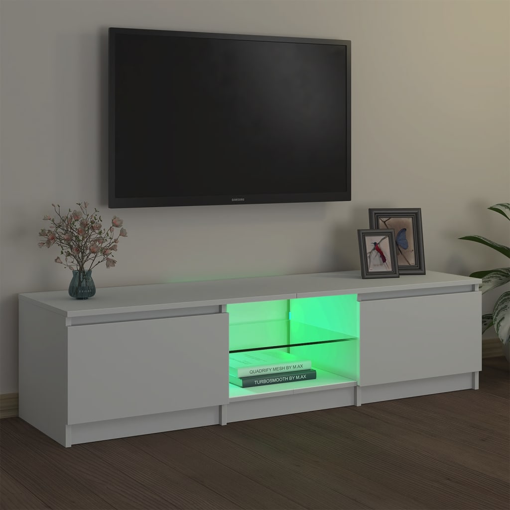 vidaXL TV skříňka s LED osvětlením bílá 140 x 40 x 35,5 cm