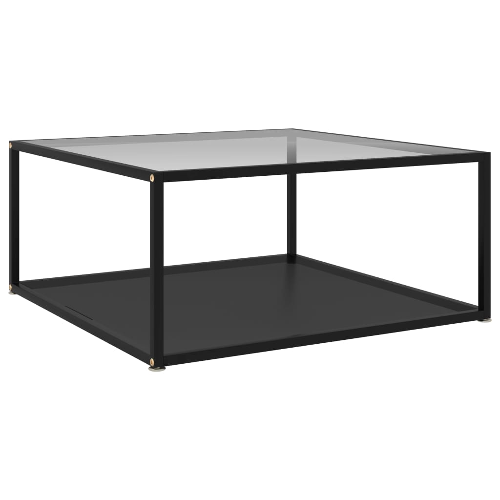 vidaXL Konferenční stolek průhledný a černý 80x80x35 cm tvrzené sklo