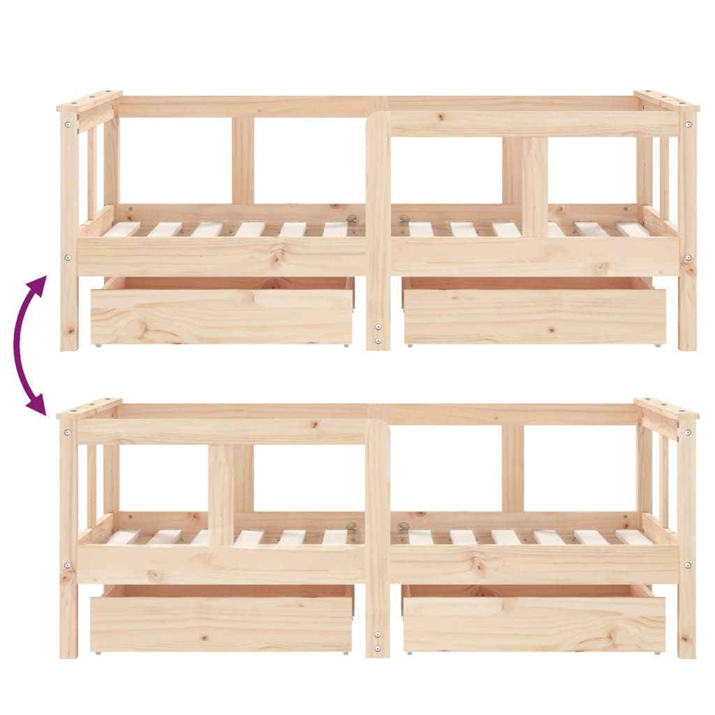 vidaXL Dětská postel se zásuvkami 70 x 140 cm masivní borové dřevo