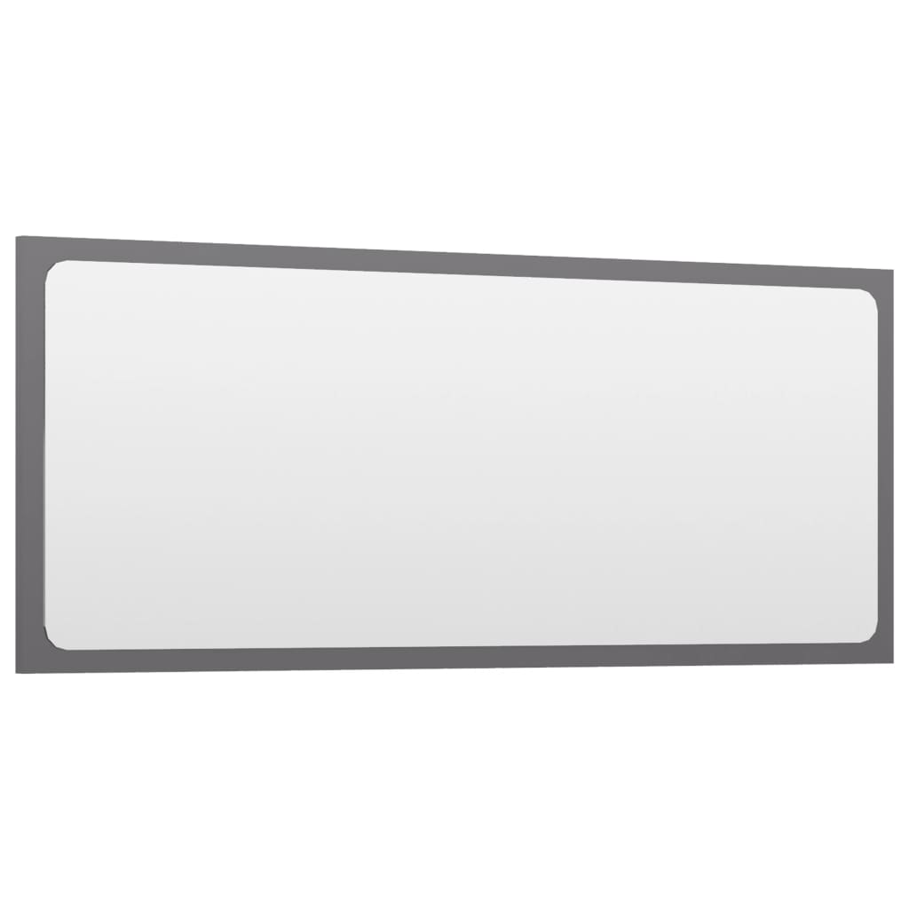 vidaXL Koupelnové zrcadlo šedé vysoký lesk 90x1,5x37 cm dřevotříska