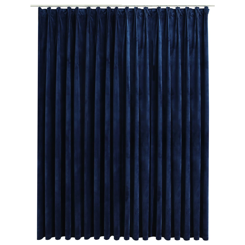vidaXL Zatemňovací závěs s háčky sametový tmavě modrý 290 x 245 cm