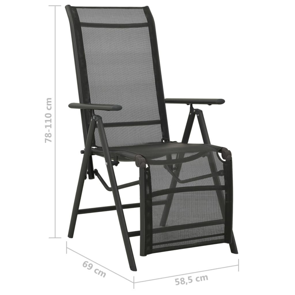 vidaXL Polohovací zahradní židle 2 ks textilen a hliník černé