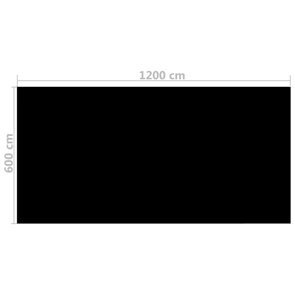 vidaXL Obdélníkový kryt na bazén 1200 x 600 cm PE černý
