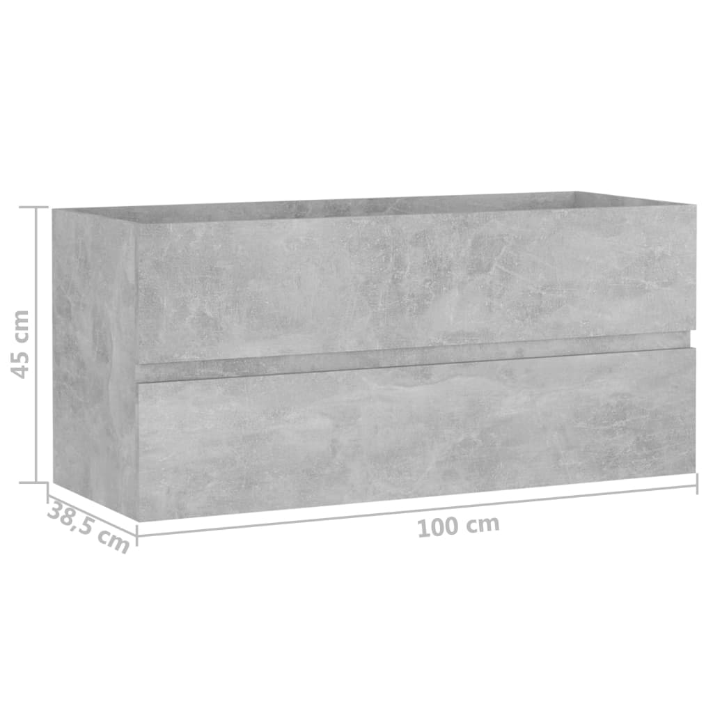 vidaXL Skříňka pod umyvadlo betonově šedá 100x38,5x45 cm dřevotříska