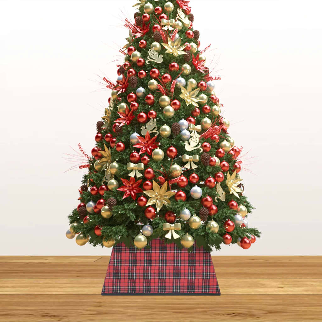 vidaXL Podložka pod vánoční stromek červená a černá 48 x 48 x 25 cm