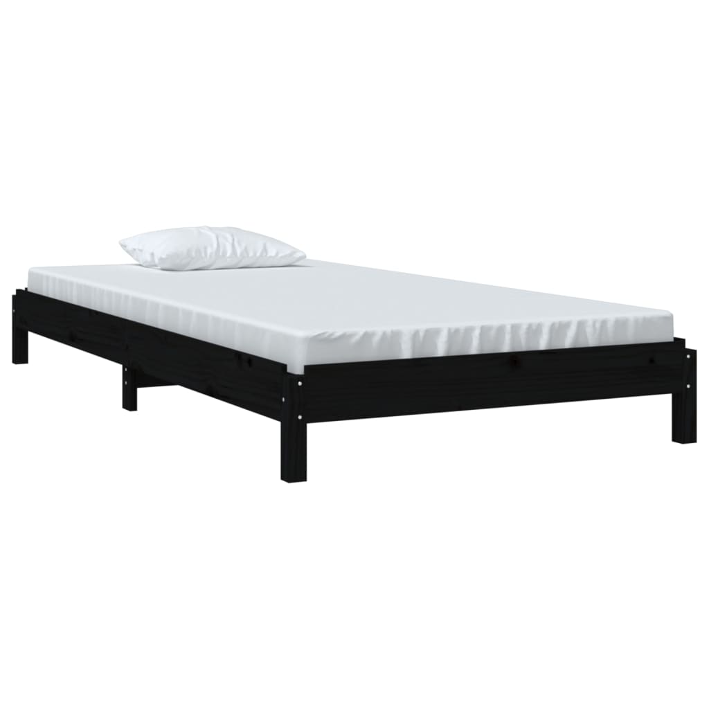 vidaXL Stohovatelná postel černá 75 x 190 cm masivní borovice