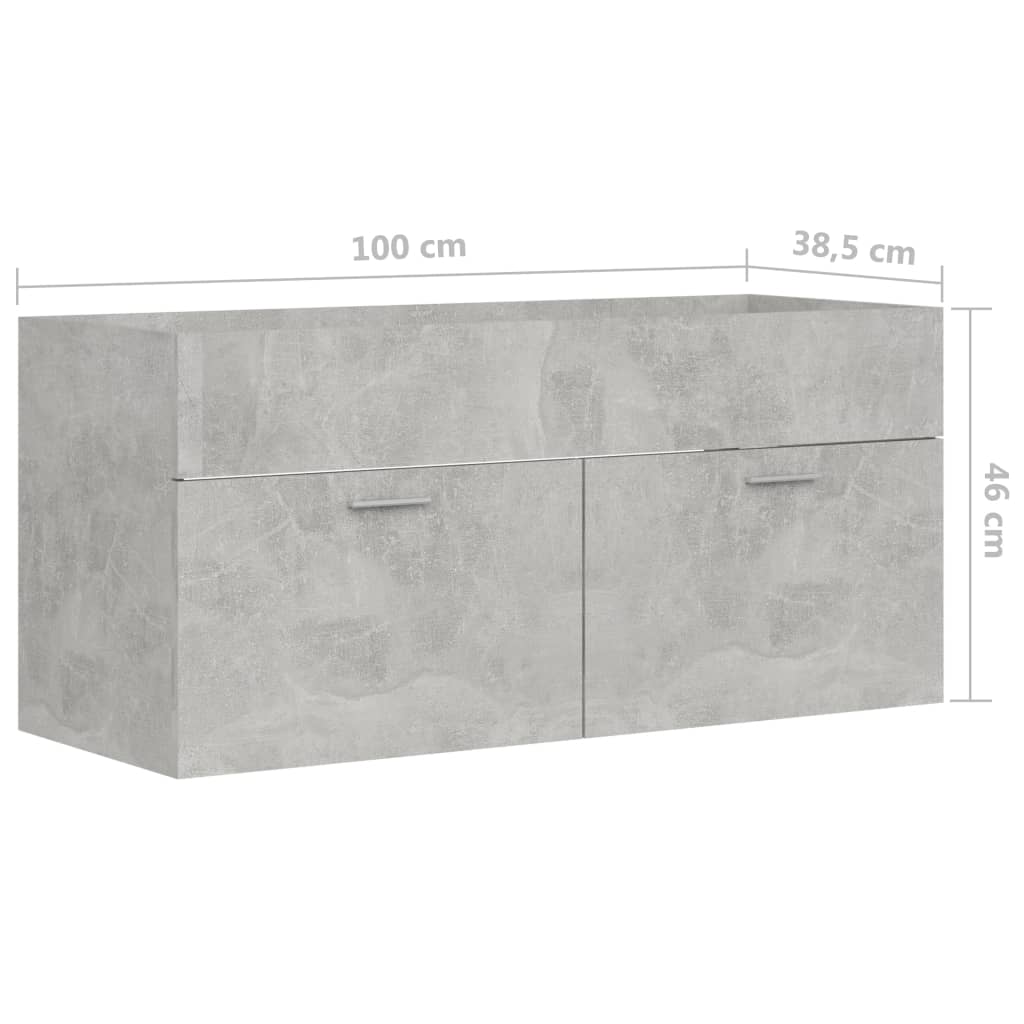 vidaXL Skříňka pod umyvadlo betonově šedá 100x38,5x46 cm dřevotříska