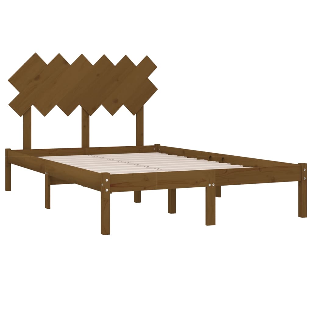 vidaXL Rám postele medově hnědý 135 x 190 cm Double masivní dřevo