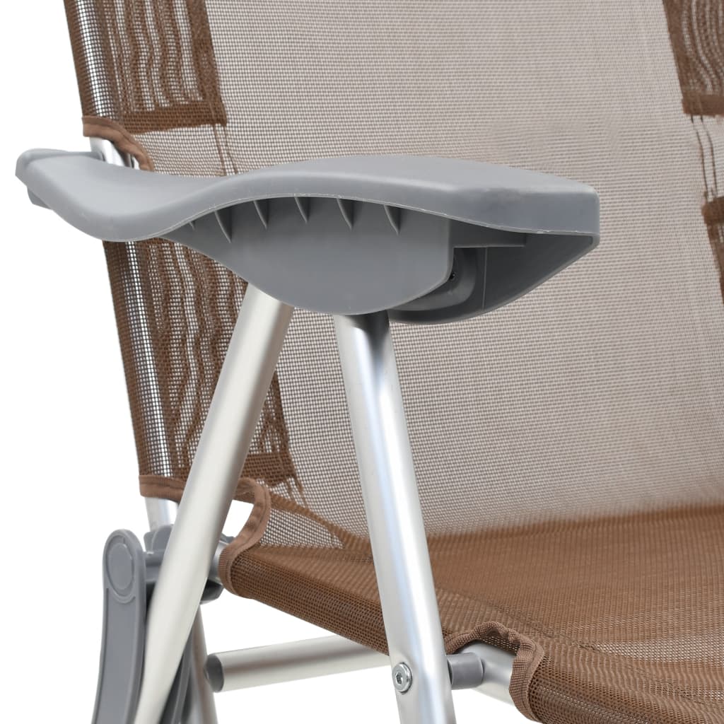 vidaXL Skládací kempingové židle s podnožkami 2 ks hnědé textilen