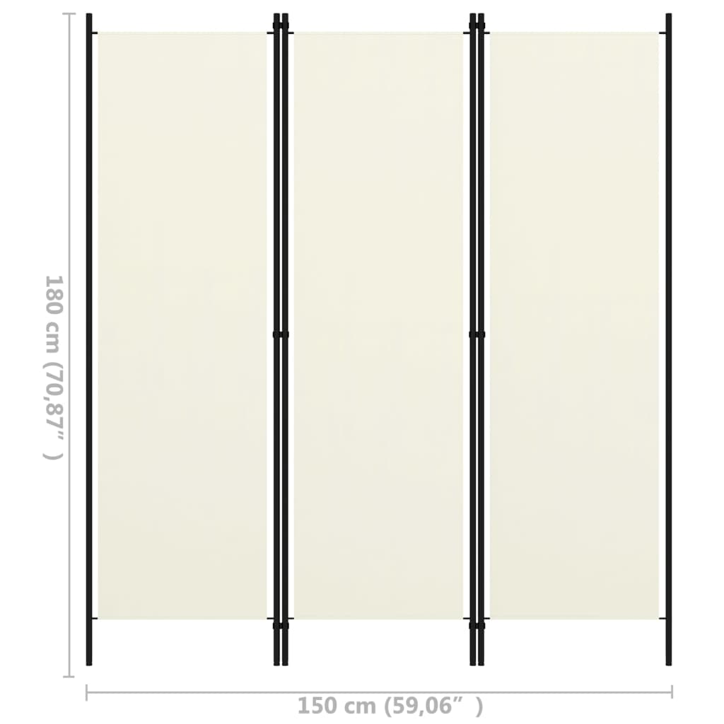 vidaXL 3dílný paraván bílý 150 x 180 cm