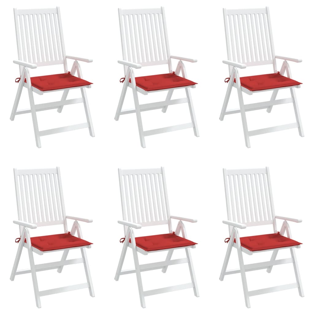 vidaXL Podušky na zahradní židli 6 ks červené 40x40x3 cm látka oxford