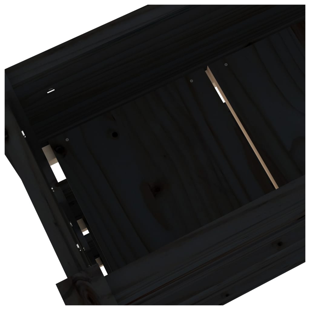 vidaXL Truhlík černý 112 x 25 x 104,5 cm masivní borové dřevo
